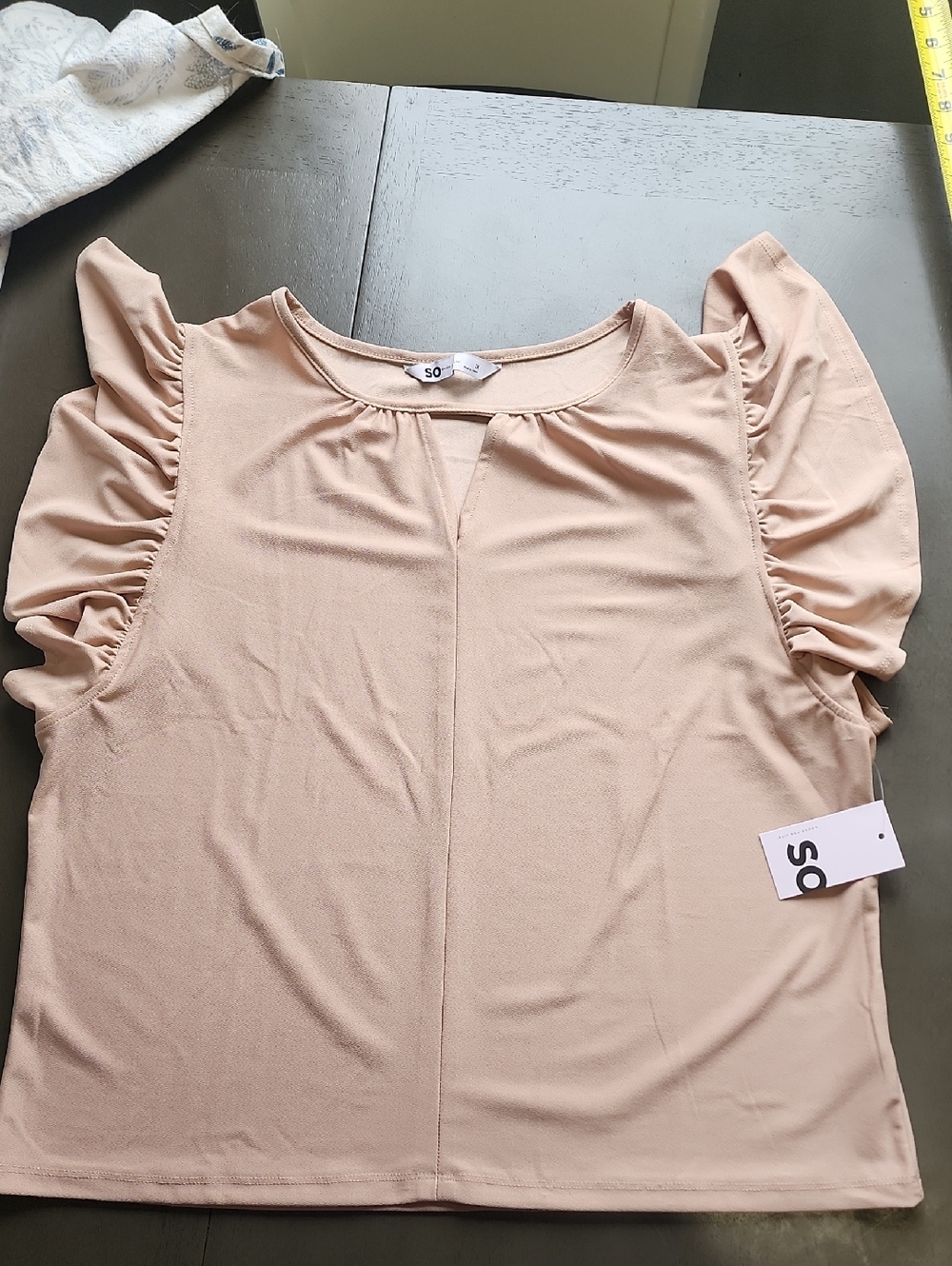 SO Women’s Blush Pink Ruffle Sleeve Blouse